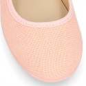 SALMON LINEN Stylized little Girl Mary Jane shoes.