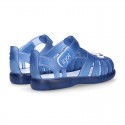 NAUTICAL design kids jelly shoes for the Beach and Pool with hook and loop strap closure.