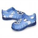 NAUTICAL design kids jelly shoes for the Beach and Pool with hook and loop strap closure.