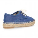 LINEN canvas Laces up style kids espadrille shoes.