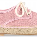 LINEN canvas Laces up style kids espadrille shoes.