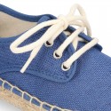 LINEN canvas Laces up style kids espadrille shoes.