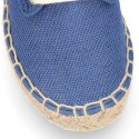 LINEN canvas Laces up style kids espadrille shoes.