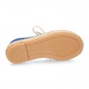 LINEN canvas Laces up style kids espadrille shoes.