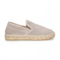 Natural color cotton canvas slip on style kids espadrille shoes.