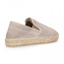 Natural color cotton canvas slip on style kids espadrille shoes.