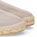 Natural color cotton canvas slip on style kids espadrille shoes.