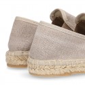 Natural color cotton canvas slip on style kids espadrille shoes.