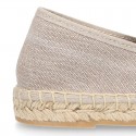 Natural color cotton canvas slip on style kids espadrille shoes.