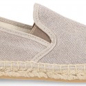 Natural color cotton canvas slip on style kids espadrille shoes.