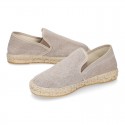 Natural color cotton canvas slip on style kids espadrille shoes.