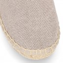 Natural color cotton canvas slip on style kids espadrille shoes.