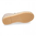 Natural color cotton canvas slip on style kids espadrille shoes.