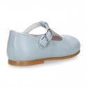 FLOWER design Girl T-Strap little Mary Jane shoes in soft nappa leather.