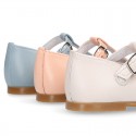 FLOWER design Girl T-Strap little Mary Jane shoes in soft nappa leather.