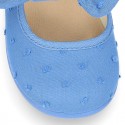 PLUMETI cotton canvas little Mary Jane shoes with hook and loop strap closure with bow.