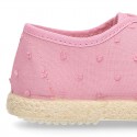 PLUMETI cotton canvas kids Laces up shoes espadrille style in pastel colors.