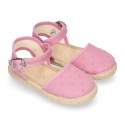 PLUMETI cotton canvas little espadrille shoes with buckle fastening.