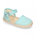 PLUMETI cotton canvas little espadrille shoes with buckle fastening.