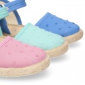 PLUMETI cotton canvas little espadrille shoes with buckle fastening.