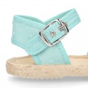 PLUMETI cotton canvas little espadrille shoes with buckle fastening.