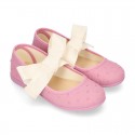 PLUMETI cotton canvas little Mary Jane shoes angel style with bow.