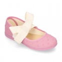 PLUMETI cotton canvas little Mary Jane shoes angel style with bow.