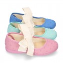 PLUMETI cotton canvas little Mary Jane shoes angel style with bow.