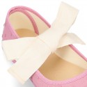 PLUMETI cotton canvas little Mary Jane shoes angel style with bow.