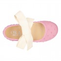 PLUMETI cotton canvas little Mary Jane shoes angel style with bow.