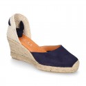 Suede leather espadrille shoes Valenciana style.