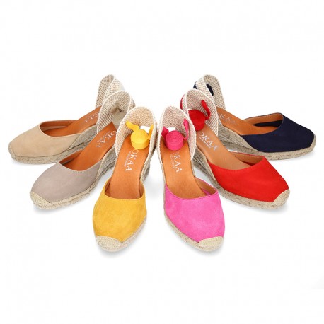Suede leather espadrille shoes Valenciana style.