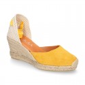 Suede leather espadrille shoes Valenciana style.