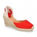 Suede leather espadrille shoes Valenciana style.