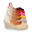 Suede leather espadrille shoes Valenciana style.