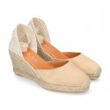 Suede leather espadrille shoes Valenciana style.