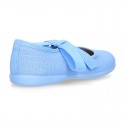 Cotton canvas Ballet flat shoes angel style with ties closure.