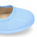 Cotton canvas Ballet flat shoes angel style with ties closure.