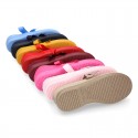 Cotton canvas Ballet flat shoes angel style with ties closure.
