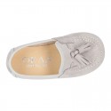 Canvas kids Moccasin shoes with TASSELS design in pastel colors.