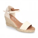 Cotton canvas women wedge espadrille shoes with SANDAL style.