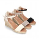 Cotton canvas women wedge espadrille shoes with SANDAL style.