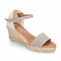 Cotton canvas women wedge espadrille shoes with SANDAL style.