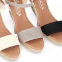 Cotton canvas women wedge espadrille shoes with SANDAL style.