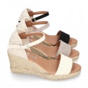 Cotton canvas women wedge espadrille shoes with SANDAL style.