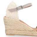 Cotton canvas women wedge espadrille shoes with SANDAL style.