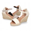 Cotton canvas women wedge espadrille shoes with SANDAL style.