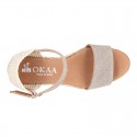 Cotton canvas women wedge espadrille shoes with SANDAL style.