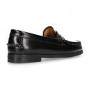 SCHOOL kids Moccasin shoes with detail mask in Antik leather.