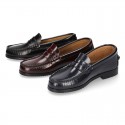 SCHOOL kids Moccasin shoes with detail mask in Antik leather.